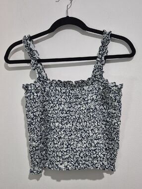 OLD NAVY WOMEN'S Smocked Floral Cami Top - Navy/White